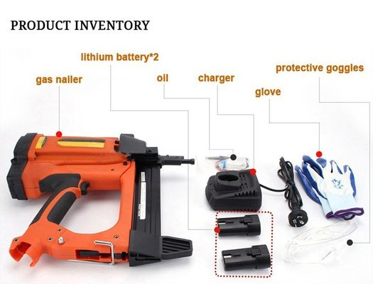 Gas aangedreven nagelpistool GSR40 met een sterke capaciteit en een oplaadbare 7,2V/2Ah batterij