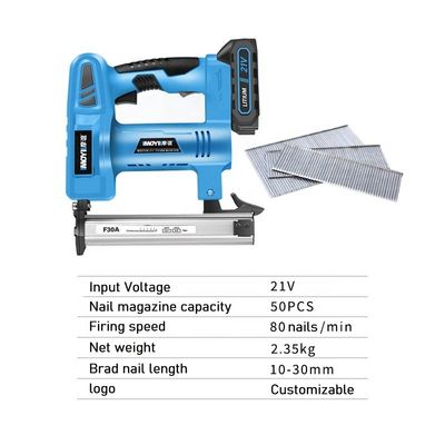 Gemakkelijk opladen 21V batterij Brad Nailer voor houtbewerking en bekleding