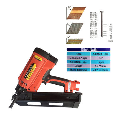 34 graden Lithium Ion Cordless Framing Nailer met Min Nail Length 2in Vereisten