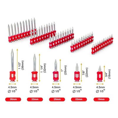 15-40 mm Betonnagels voor de meeste gasnagels Staalmateriaal en elektro gegalvaniseerd